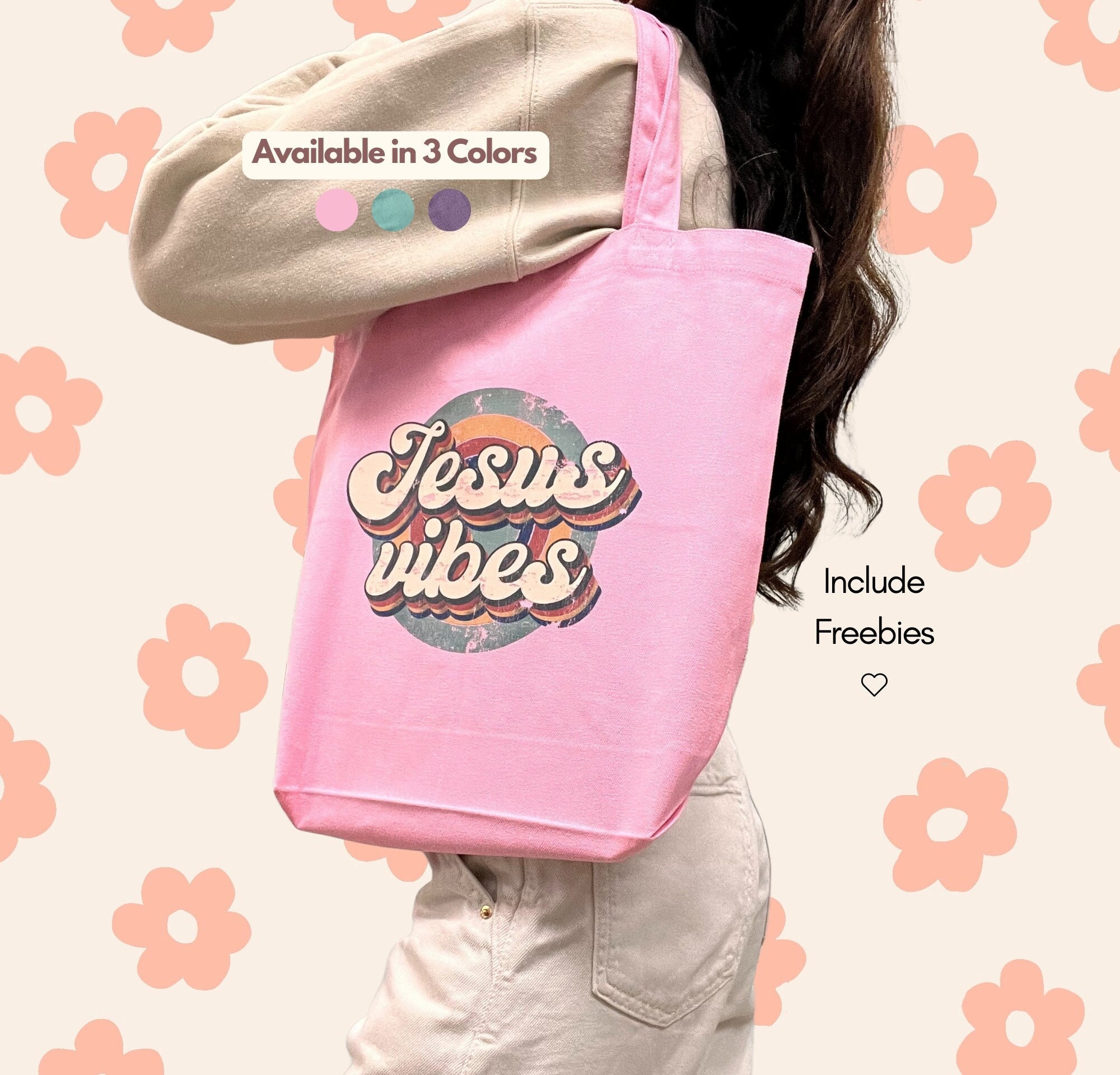 Jesus Vibes Tote Bag Faith Based Gifts christian Etsy