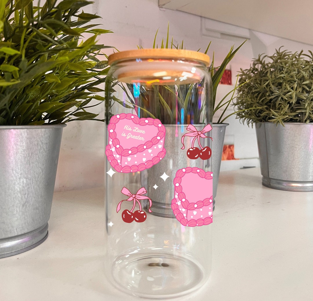 Pink Bow Cup Coquette Glass Cups-red Cherry Bow Coffee Mug pink Ribbon ...