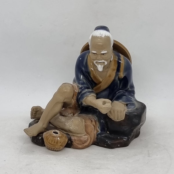 Vintage chinesische Schlammmann "Fischer" Figur |