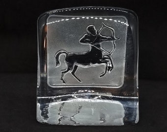 Vintage "Nybro" Sweden Crystal Glass Paperweight "Sagittarius" Sculpture |