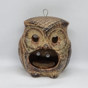 Vintage brown ceramic owl candle holder/lantern |