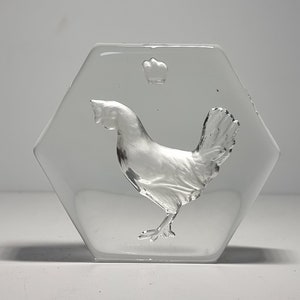 Sweden Kosta Boda glass &quot;Rooster&quot; paperweight | Sweden glass |