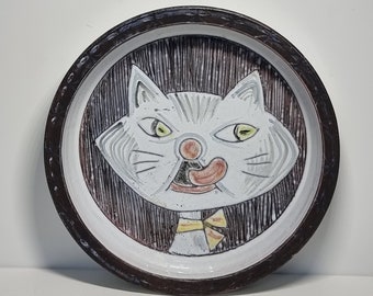 Vintage &quot;Laholm&quot; Ceramic &quot;Cat&quot; Bowl | Made in Sweden |