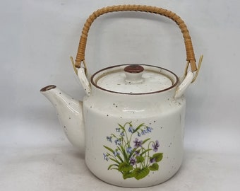 Vintage Japanese Ceramic Teapot with Floral Design