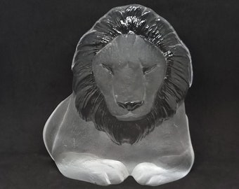 Collectible Mats Jonasson Lead Crystal Lion Sculpture | Royal Krona | Made in Sweden |