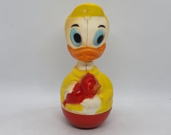 Vintage Disney Donald Duck Weeble Wobble Roly Poly Toy | Made in the 1970's |