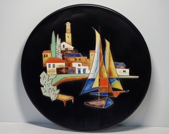Vintage Ceramic Wall Plate By Karlsruhe Majolica | Germany, 1950s |
