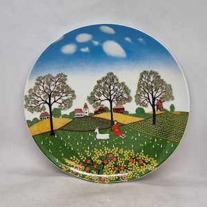Vintage Fürstenberg porcelain wall hanging plate &quot;Summer&quot; by Gunhild Terzenbach | Made in West Germany |