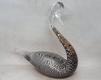 フォルミア社製、ムラーノ アート ガラス シルバー スワン フィギュア
