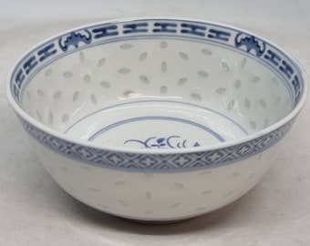 Vintage chińska porcelanowa miska z ziarnami ryżu Jingdezhen | Wyprodukowano w Chinach |