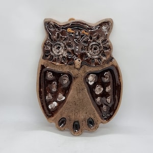 Vintage Swedish ceramic Laholm &quot;OWL&quot; wall plaque | Mid Century Plaque | Scandinavian Ceramic | Vintage Wall Hanging |