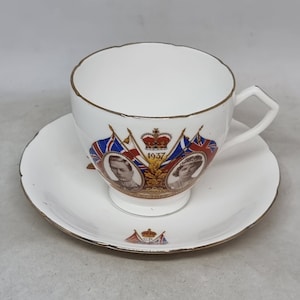 Vintage Wellington Longton King George VI & Queen Elizabeth May 1937 Coronation Cup and Saucer |