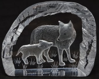 ヴィンテージ Mats Jonasson クリスタルガラス彫刻「鳥