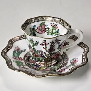 Antique Coalport China Indian Tree Demitasse Coffee Cup and Saucer | Made in England |