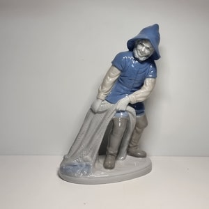 Wagner & Apel Porcelain Fisherman Figurine | Made in GDR |