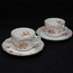 Pair Vintage Rorstrand porcelain cups and saucers | Rorstrand Sweden |