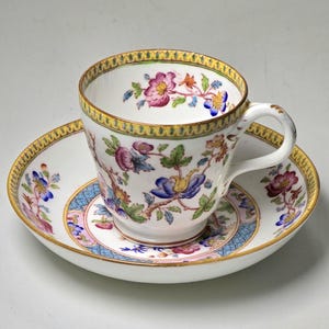 Antique Mintons Cup and Saucer – Exquisite Hand-Painted Floral Design