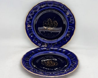Pair of vintage Rörstrand Cobalt Blue Porcelain Plates | Made in Sweden |
