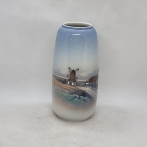 Vintage Copenhagen (Denmark) Porcelain Vase With Mill Scenery |