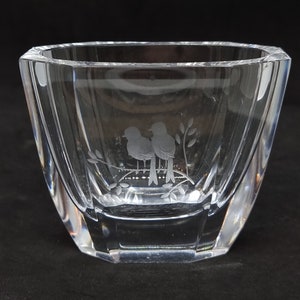 Orrefors crystal glass vase &quot;Birds&quot; | Made in Sweden, 1960 |