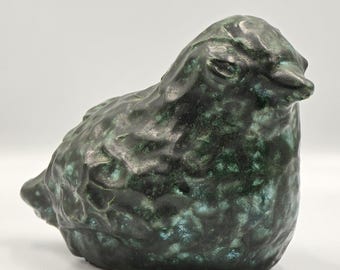 Figura de pájaro de cerámica de arte popular vintage / Diseño escandinavo /
