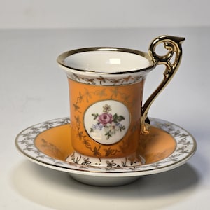 Taza de café espresso y platillo de porcelana vintage de Eisenberg SEP (1973-1976)