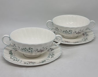 Royal Doulton Fine Bone China "Glen Auldyn" soup bowls & saucers |