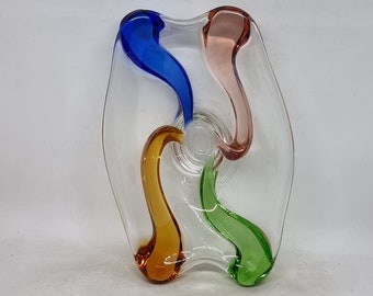 Mid-Century Czech Art Glass Rhapsody Bowl/Ashtray by Frantisek Zemek for Mstisov, 1950s