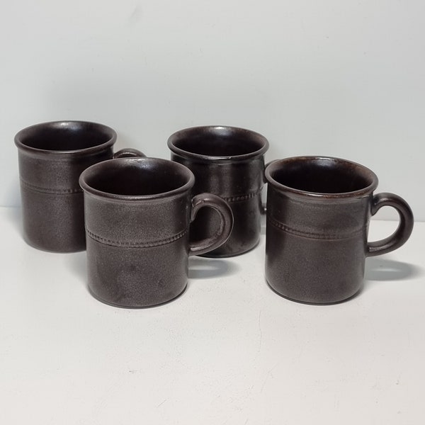 Set of 4 Höganäs Keramik Brown Mugs | Scandinavian Design | Made in Sweden |