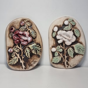 Pair of vintage ceramic wall plaques | Made in Sweden |