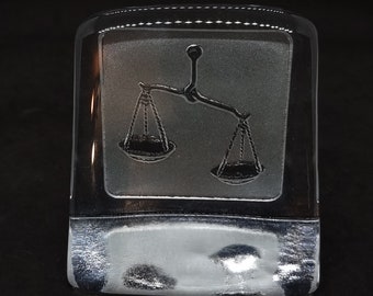 Vintage "Nybro" Sweden Crystal Glass Paperweight "Libra" Sculpture |