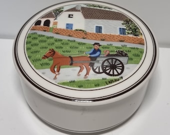 Vintage Villeroy & Boch Vitro Porcelain "Naif" jewelry box  | Made in Luxembourg |