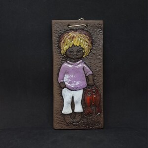 Vintage Ninnie Forsgren (1960s) ceramic wall plaque | Handmade in Sweden |