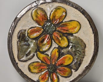 工芸品 Vintage Ruscha Fat Lava Wall Plate RUSCHA Mid Century Fat Lava Wall Plate, Red Floral Decor
