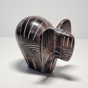 Vintage Carved Soapstone Elephant Figurine | Made in Kenya |