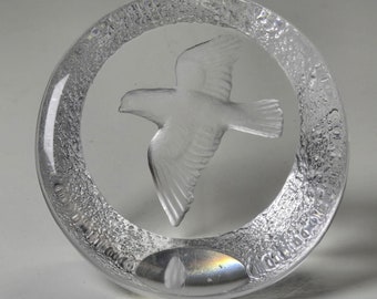 Vintage Mats Jonasson Lead Crystal Sculpture "Seagull" | Made in Sweden |