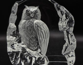 Vintage Mats Jonasson Crystal Glass Sculpture 