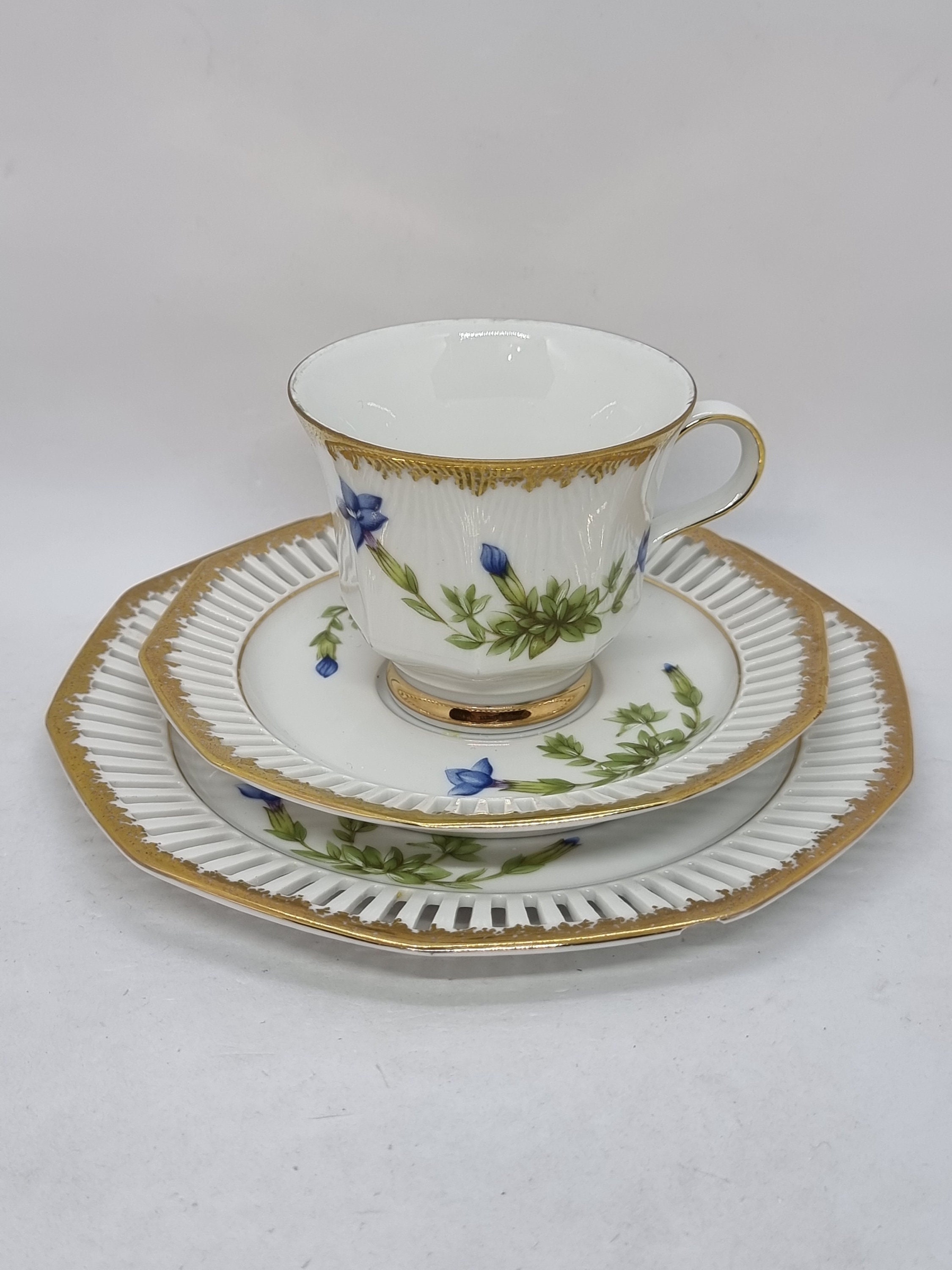 Vintage Svaneholm 1530 Flora Alpina Porcelain Cup and Saucers Nr