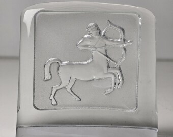 Vintage "Nybro" Sweden Crystal Glass Paperweight "Sagittarius" Sculpture |