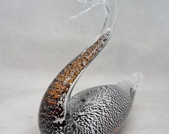 ヴィンテージ　formica フォルミア社　ムラーノガラス　白鳥　イタリア製 フォルミア社製、ムラーノ アート ガラス シルバー スワン フィギュア