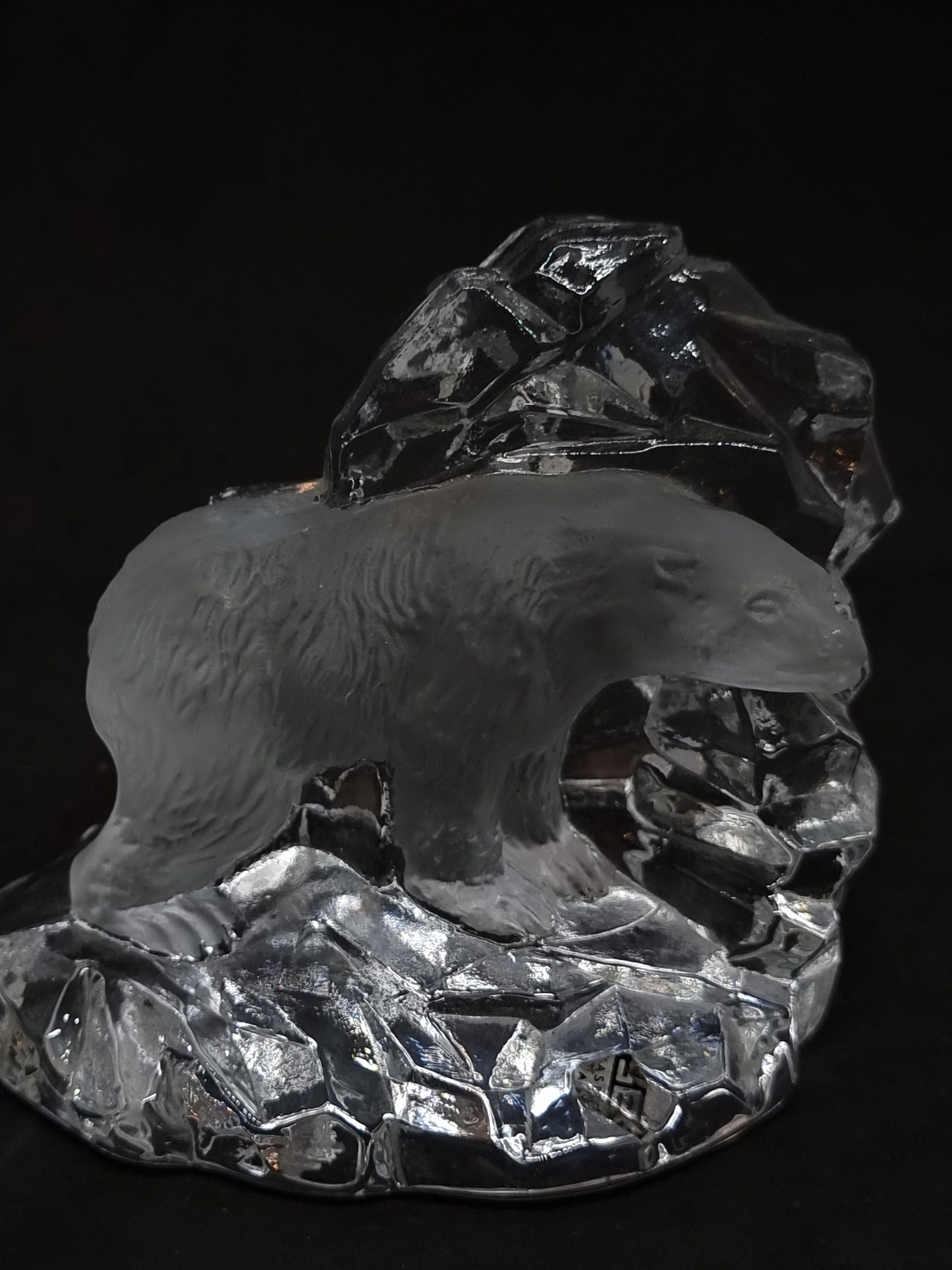 1990年代のスウェーデン製ヴィンテージガラスアートSEA Glasbruk ヴィンテージ「Sea Glasbruk Kosta」シロクマのガラス置物