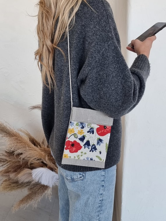 Beautiful Linen Small Shoulder Bag Made in Lithuania Original Line Flavored Handbag Poppies Daisies Handmade Bag Shoulder Bag Etsy Ireland