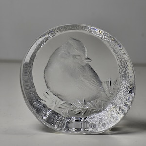 Vintage Mats Jonasson Crystal Glass Sculpture &quot;Bird&quot; | Made in Sweden |
