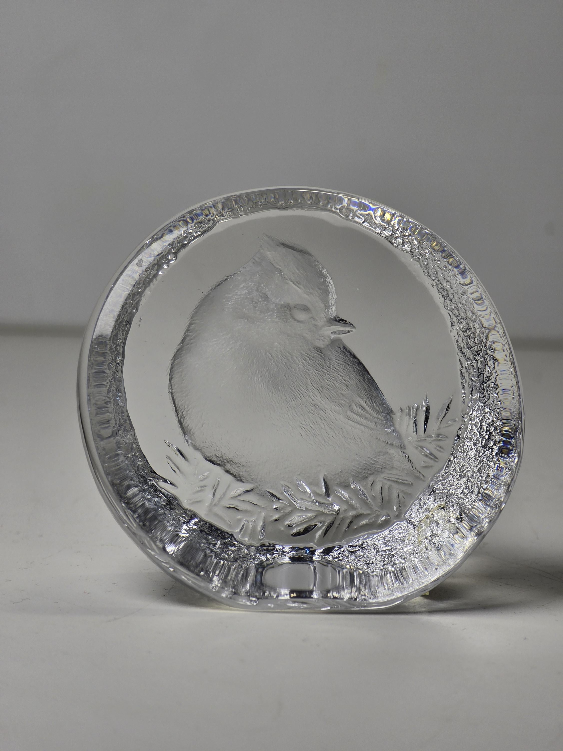 ヴィンテージ Mats Jonasson クリスタルガラス彫刻「鳥