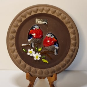 Vintage keramisk väggplakett "Fåglar" nr 7043 | Helsingborg, Sverige |