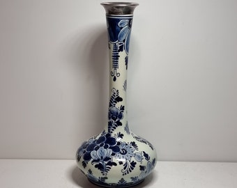 Vintage Regina Delft Vase With Silver Top | Made in Holland | - Etsy