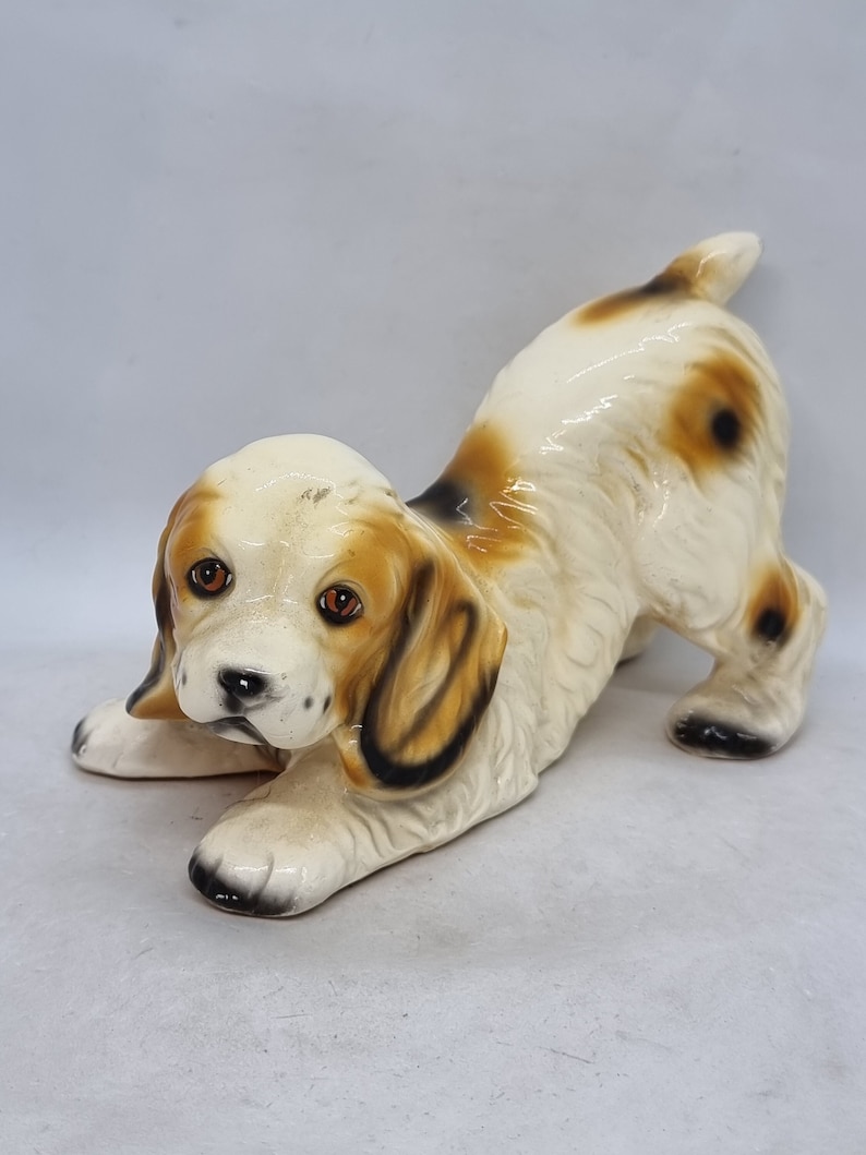 Vintage Heavy Ceramic Dog Figurine Etsy