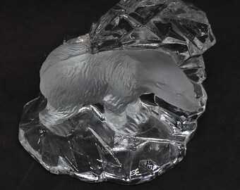 ヴィンテージ「Sea Glasbruk Kosta」シロクマのガラス置物