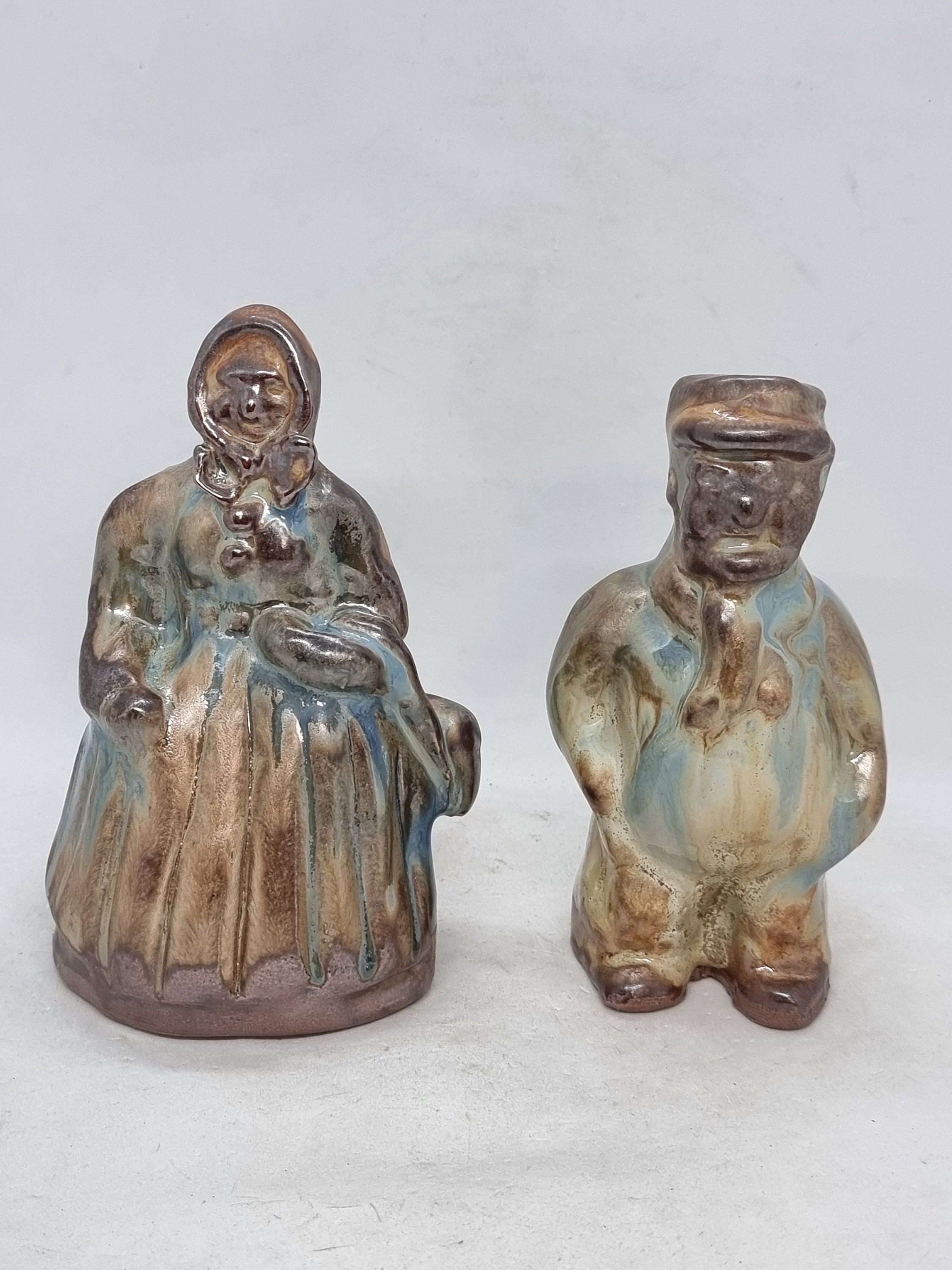 ★ビンテージ陶器 ❮ロシア/ポロノエ❯ ロシアの冬/母と子★ ヴィンテージ Kalle Nyhamn 陶器製フィギュア 2 体 | スウェーデン製