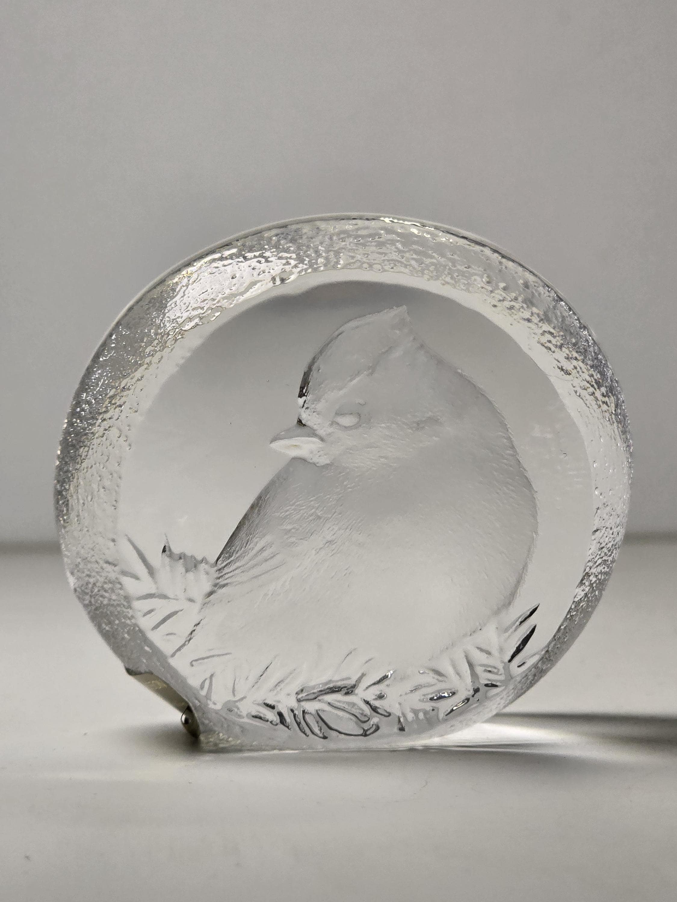 ヴィンテージ Mats Jonasson クリスタルガラス彫刻「鳥